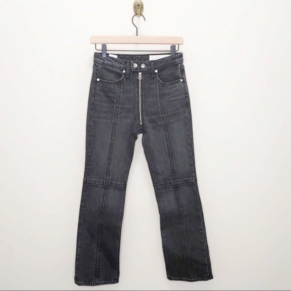 rag & bone Iver high rise bootcut cropped jeans in Black Blain Size 24 NWT - Picture 2 of 8